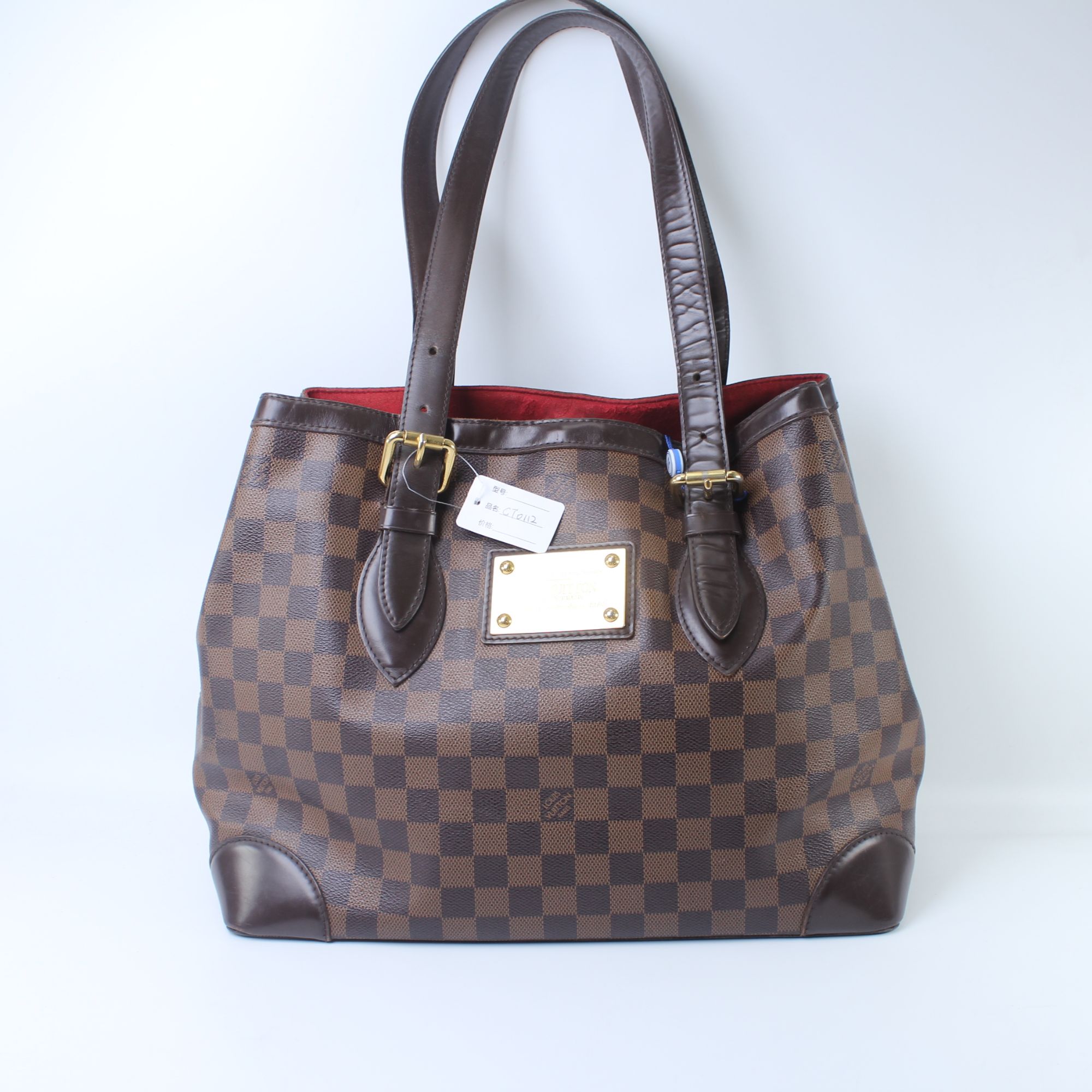 95新 LouisVuitton/路易威登 CT0112棕棋盘格托特手提腋下包