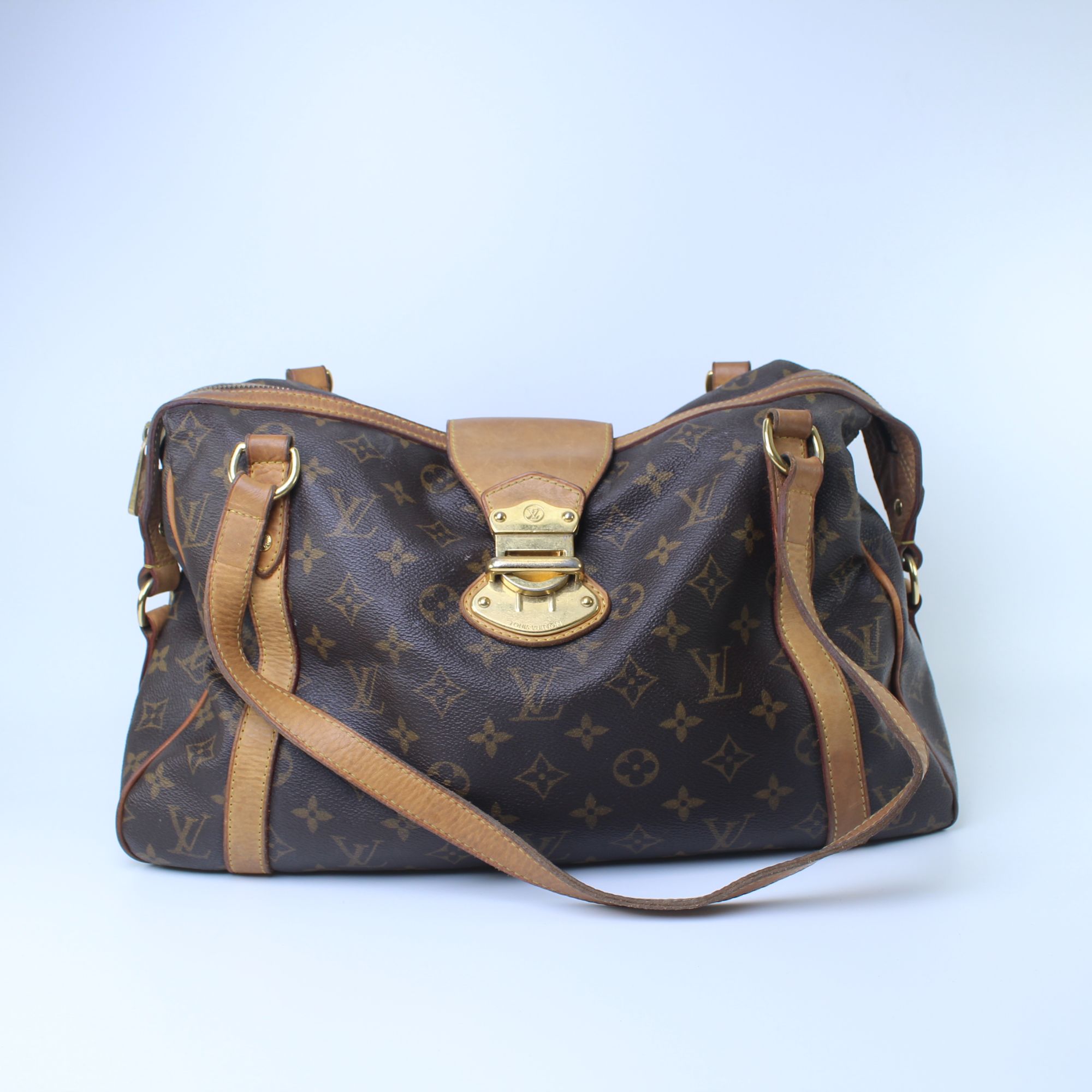 80新 LouisVuitton/路易威登 老花中古元宝手提单肩包VI4089