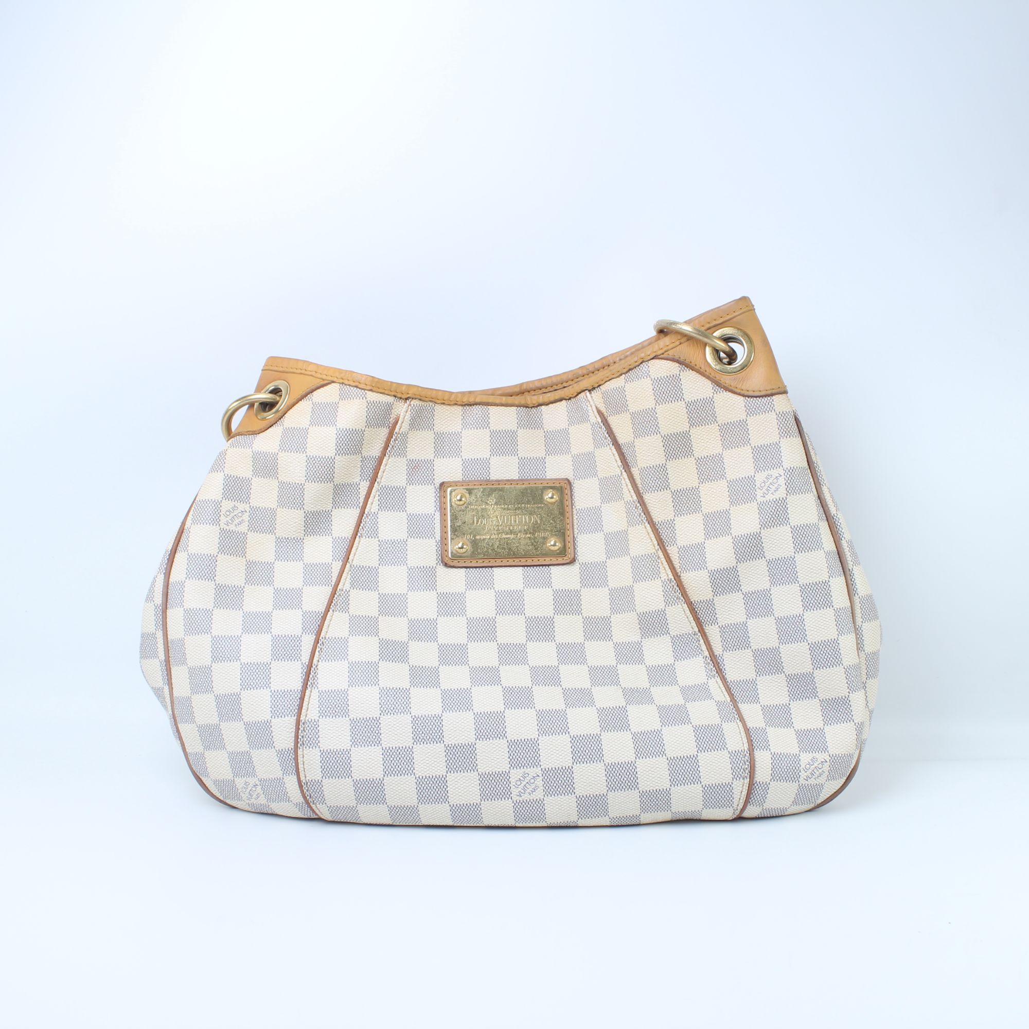 95新 LouisVuitton/路易威登 MI2100白棋盘格中号南瓜单肩腋下包