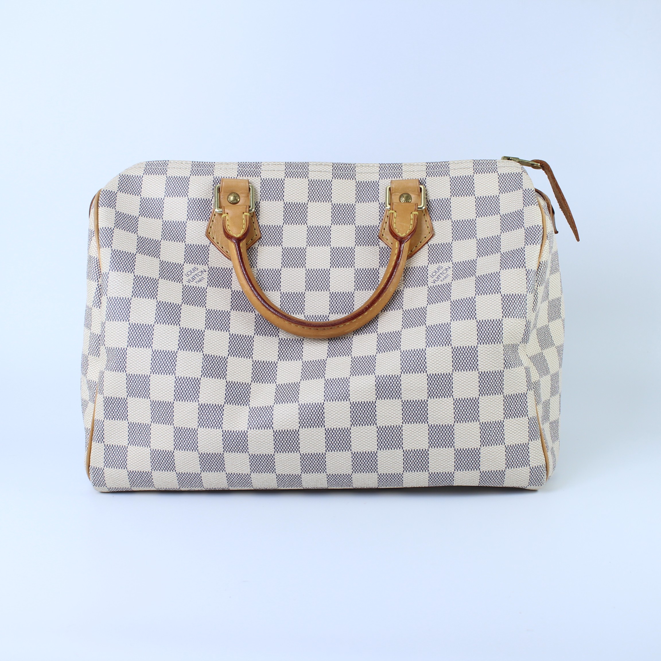 95新 LouisVuitton/路易威登 白棋盘格speedy 30波士顿DU1077