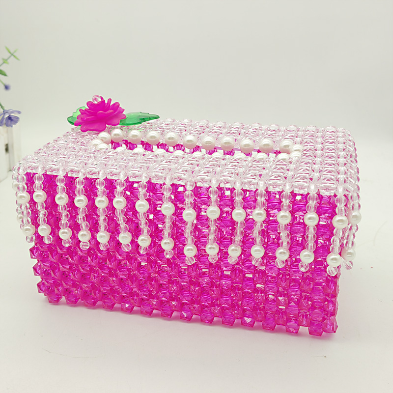 手工串珠仿水晶帘抽纸盒客厅创意餐厅欧式长方形纸巾盒成品时尚