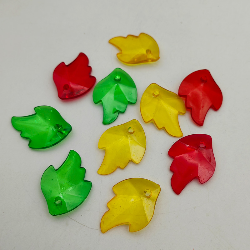 手工串珠大枫叶金鱼花瓶配件材料散珠白色绿色大红玫红