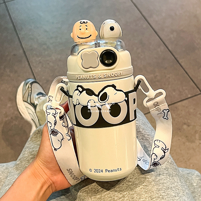 史努比316不锈钢保温杯可爱双饮儿童上学水杯