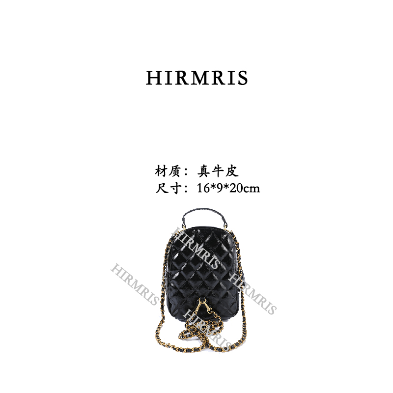 HIRMRIS手工真皮包 550595-黑 双肩x黑色