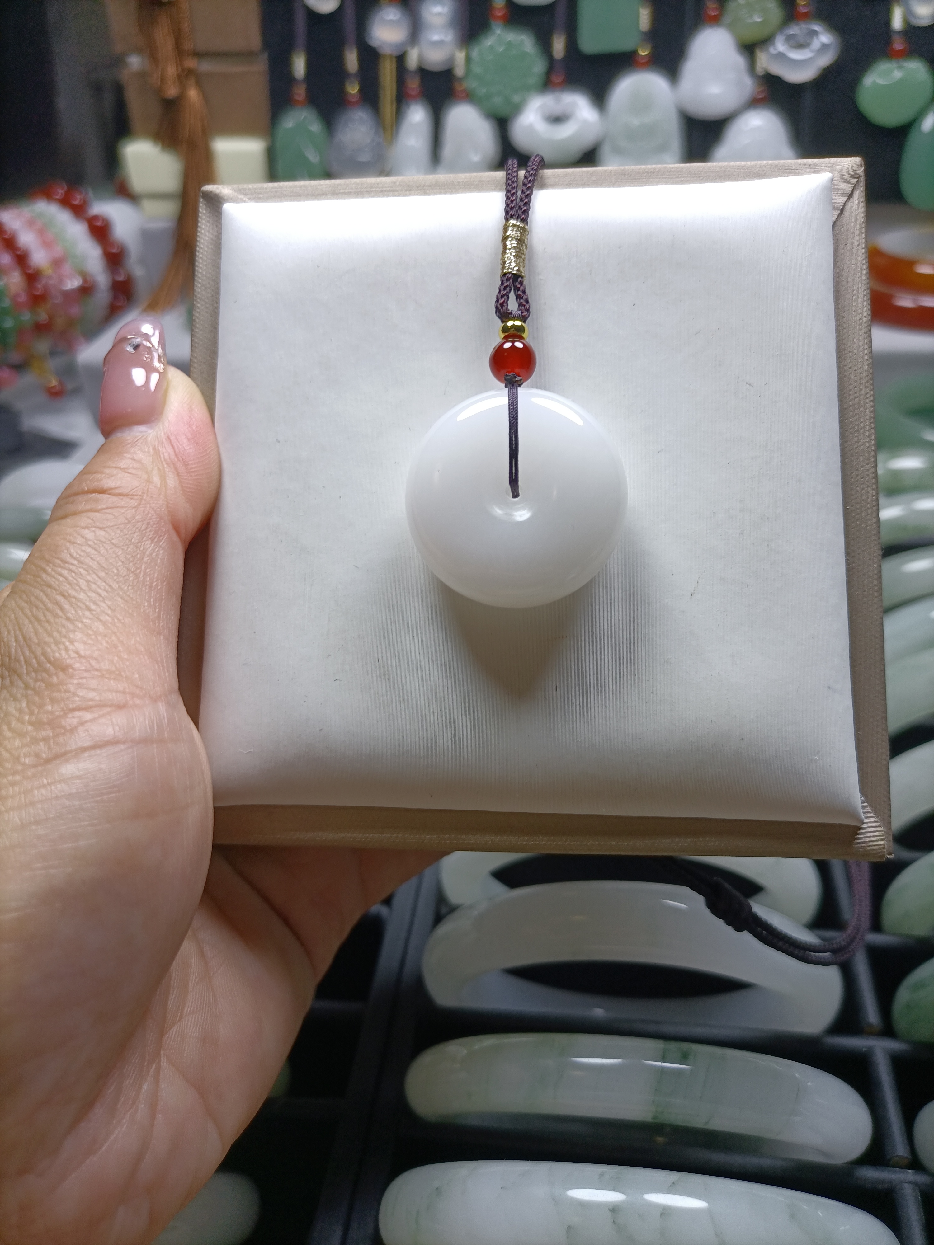 天然玉石金丝玉平安扣