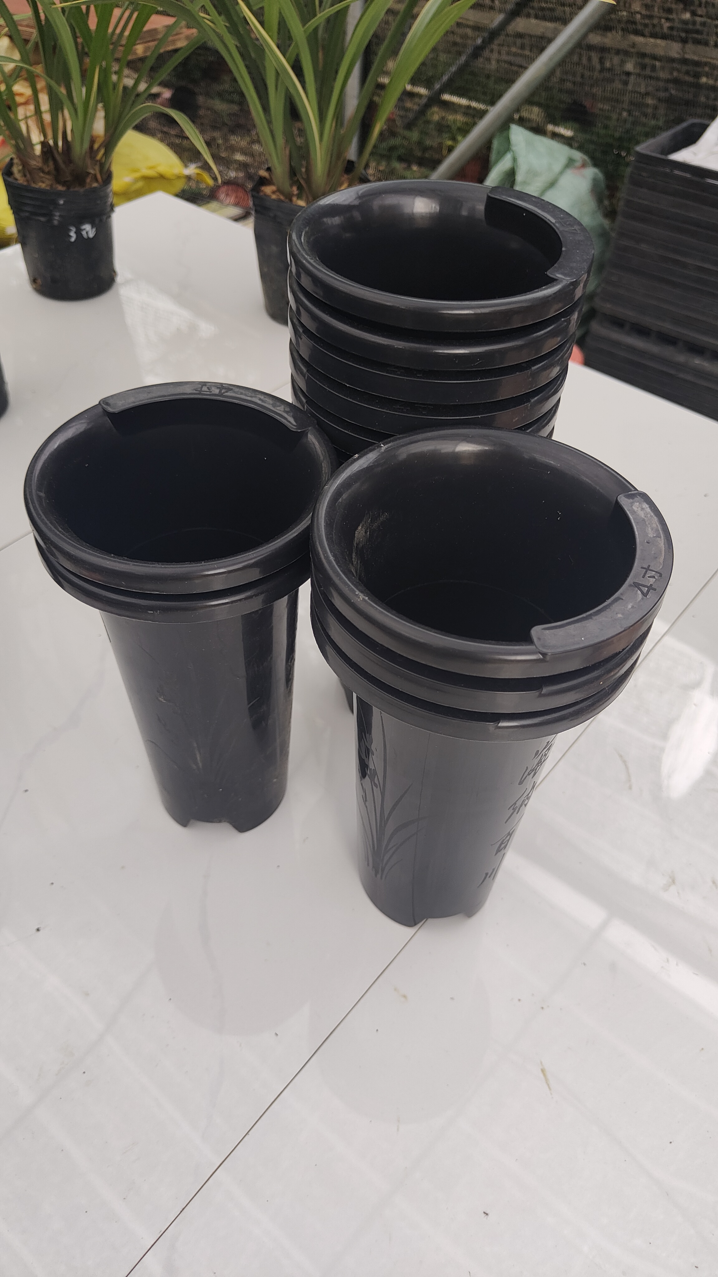 黑色加厚塑料兰花专用盆简约透气沥水花盆4寸5寸