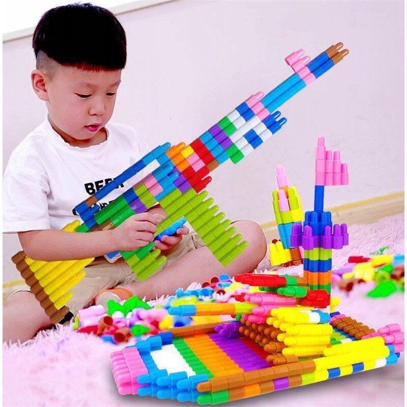 塑料拼插加大号火箭子弹头积木玩具3-8岁幼儿儿童男孩子拼装益智