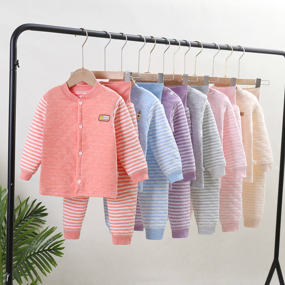 儿童秋衣秋裤保暖内衣夹棉宝宝加厚棉衣打底衣婴幼儿服装高腰护肚