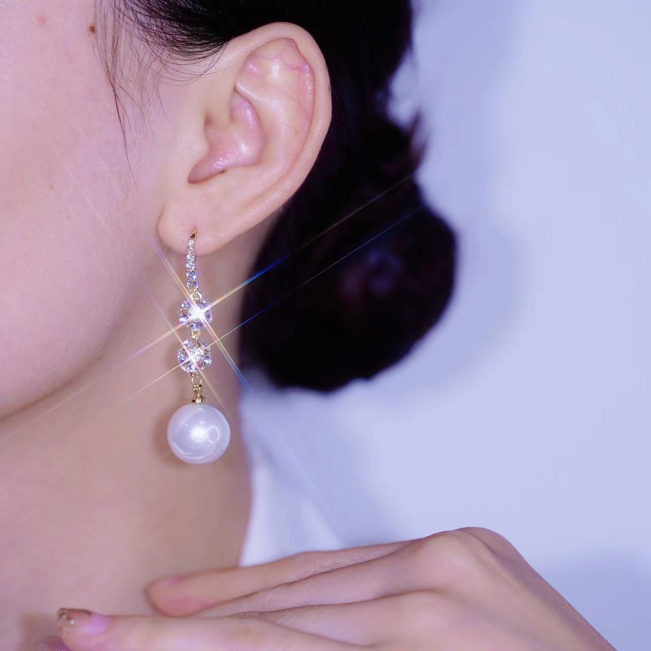 合金仿珍珠耳饰 【未央】珠珠百搭长款精致耳环简约轻奢个性气质商品图