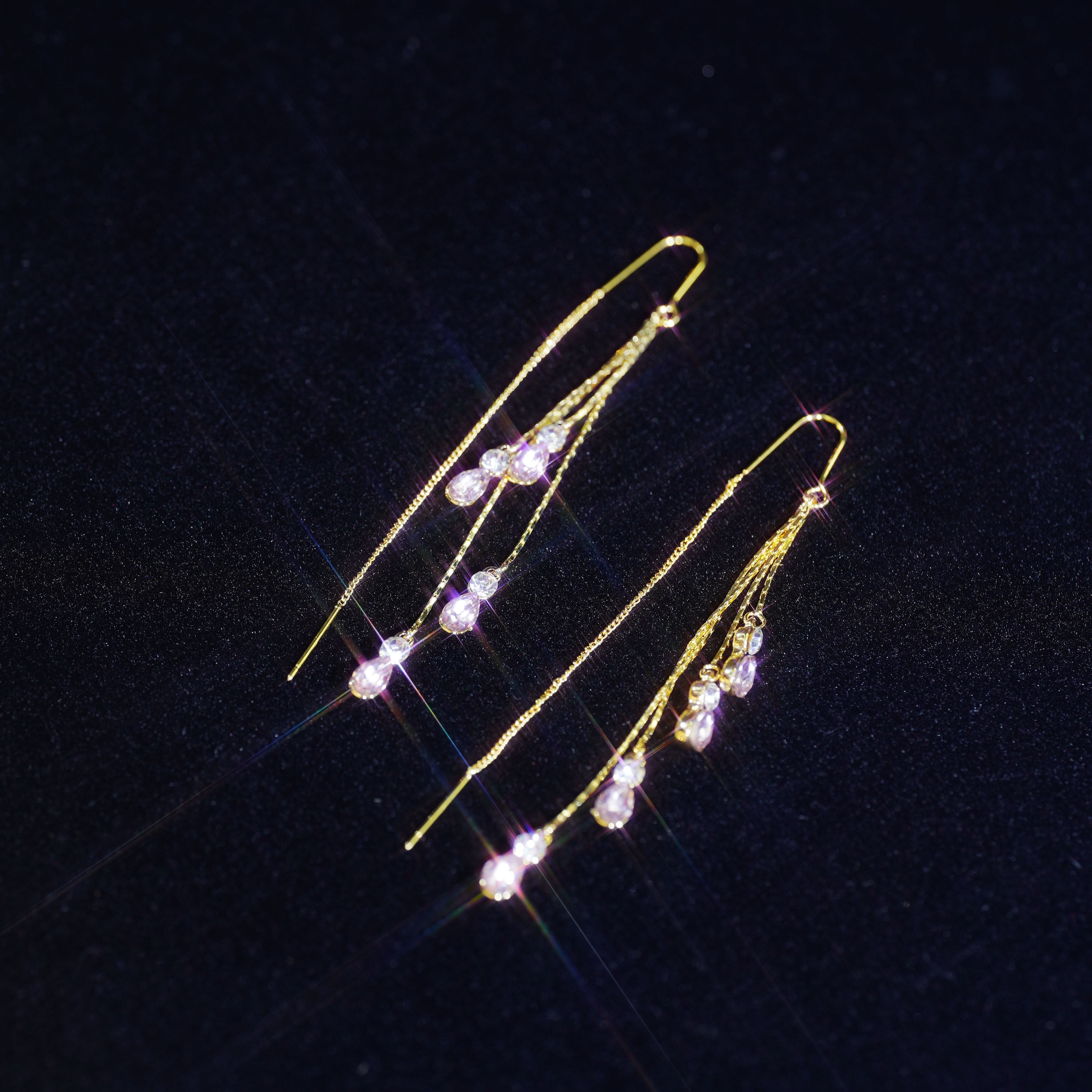 铜合金合成锆石耳饰 紫光浪漫超仙仙气精致优雅温柔素款设计感