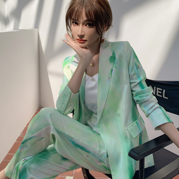 9333炸街西装套装女新款立体印花时尚显瘦气质高级感爆款御姐西服