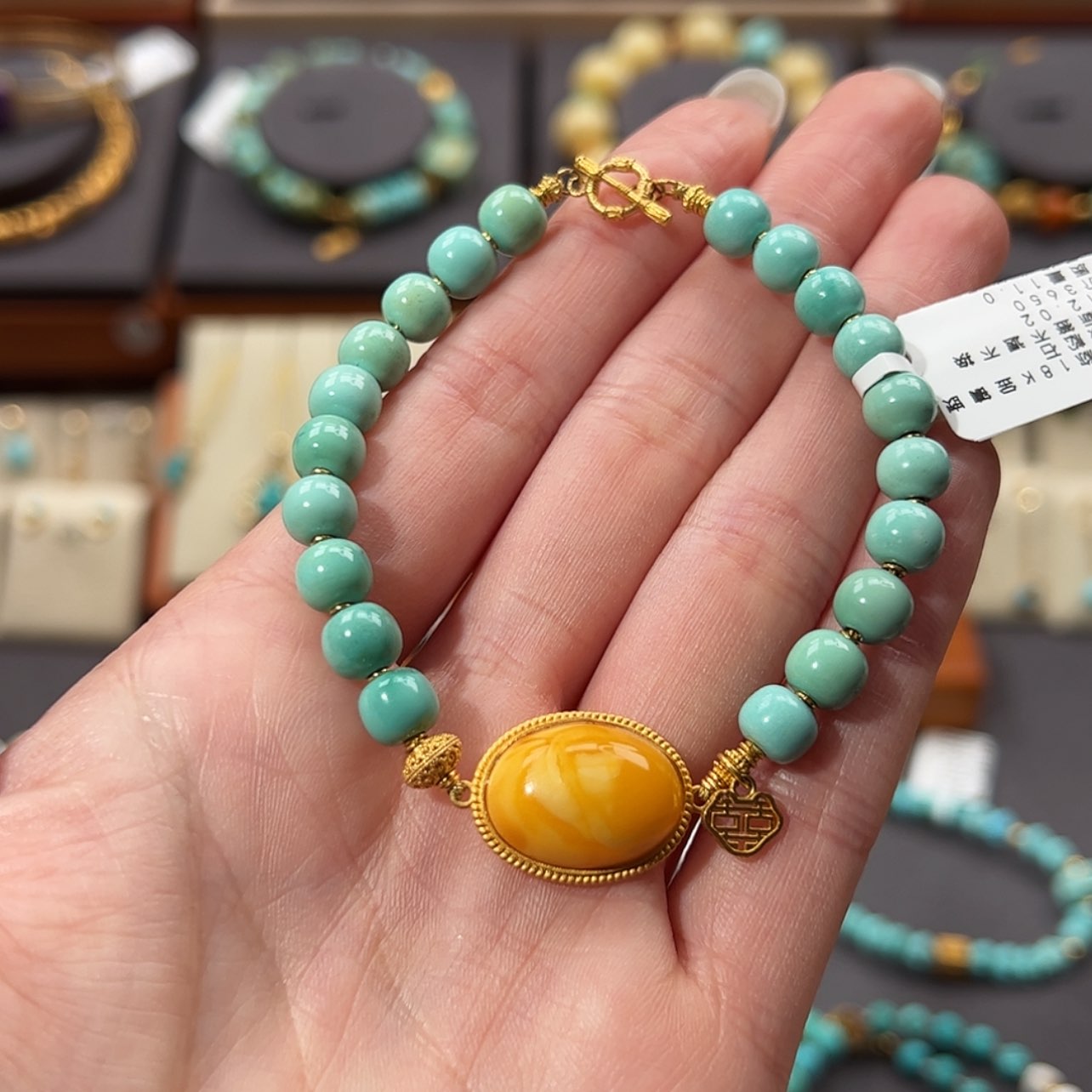 【闪购商品】绿松石手链18K金镶嵌