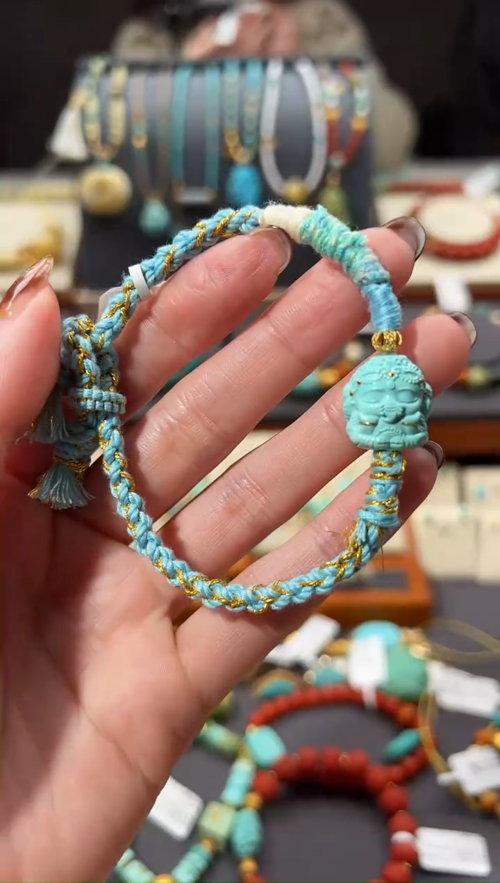 【闪购商品】绿松石手绳18K金镶嵌绿松石手绳