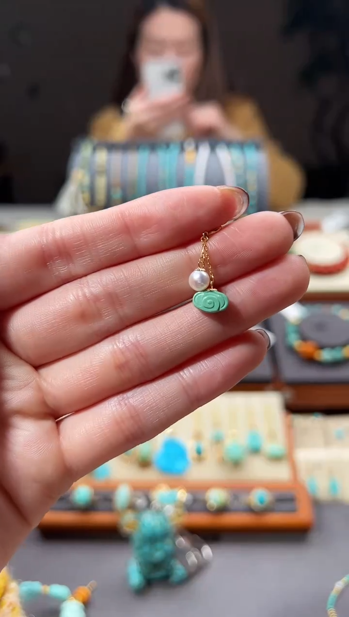 【闪购商品】绿松石提溜18K金镶嵌绿松石提溜