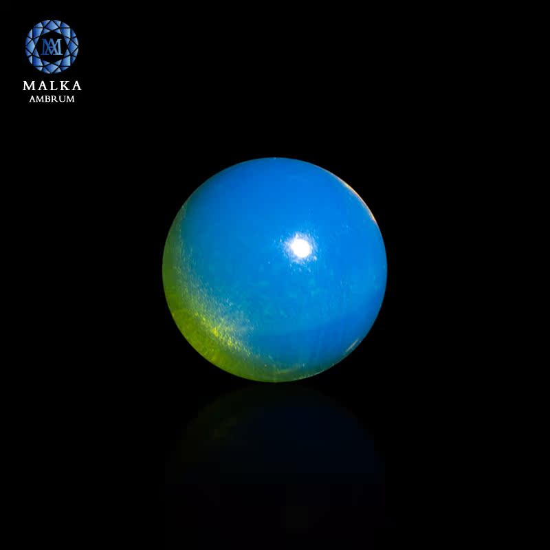 MalkaAmbrum蓝珀3A纯天然净水墨西哥异色珀天空蓝裸珠镶嵌打孔真