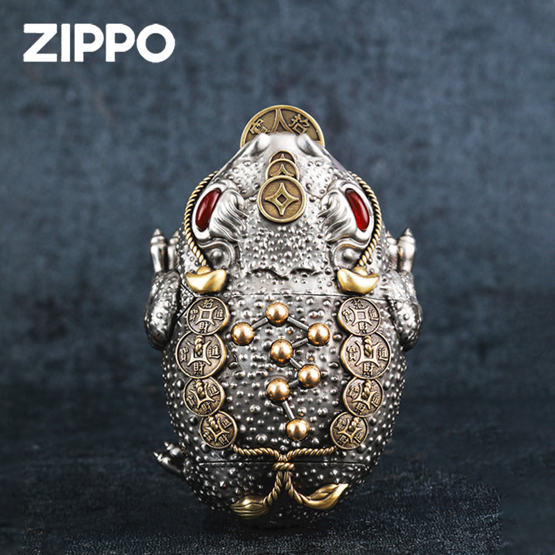 ZIPPO打火机三足金蟾正版东方文化招财男士送礼防风火机DYJ1