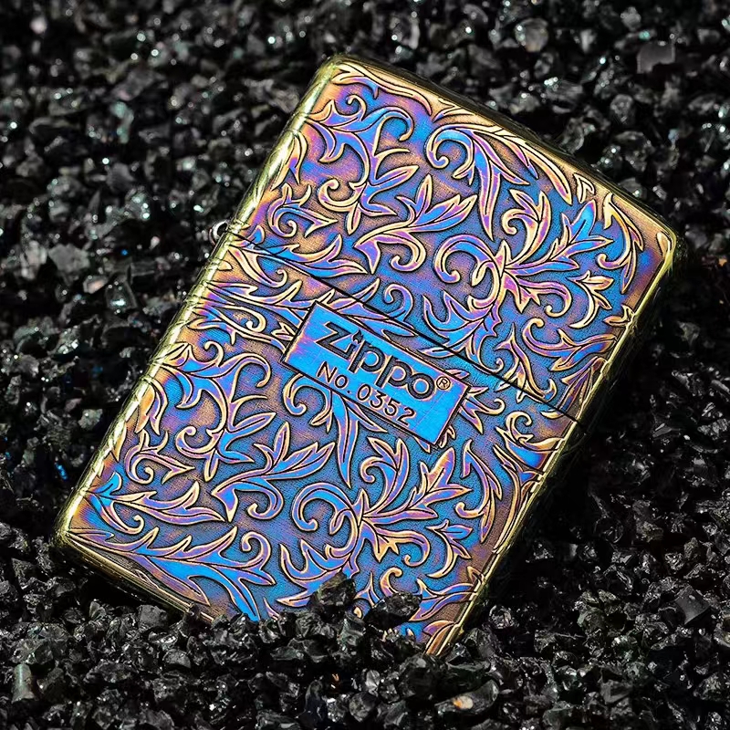 ZIPPO打火机中标五面烤蓝唐草男士礼物高端防风盔甲机DY9810XJ