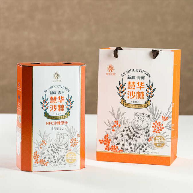 慧华圣果 沙棘袋装原汁阿勒泰大果沙棘 2000ml/盒  新疆礼物