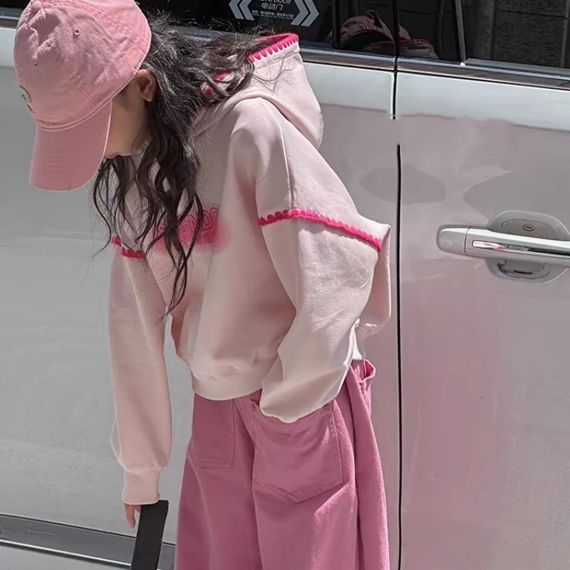 套装2024卫衣春秋新款连帽两件套休闲中大童潮款时尚百搭女孩男童