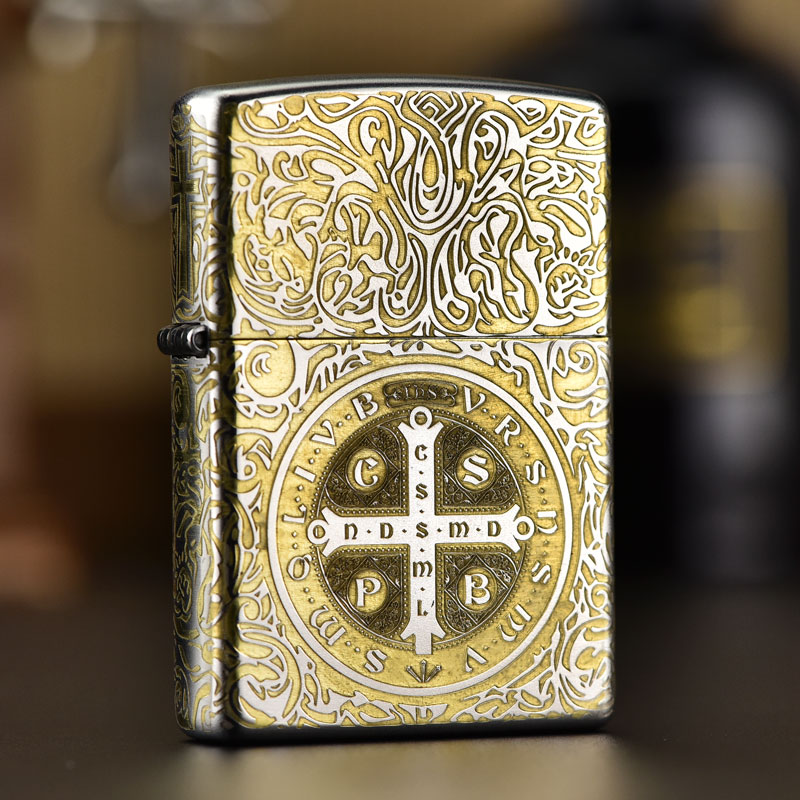 【精选】zippo打火机正品镀铬精雕五面康斯坦丁牧师送男朋友礼物