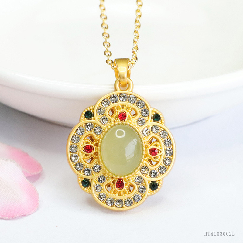 气质 复古  五福  和田玉吊坠坠链百搭时尚=T1