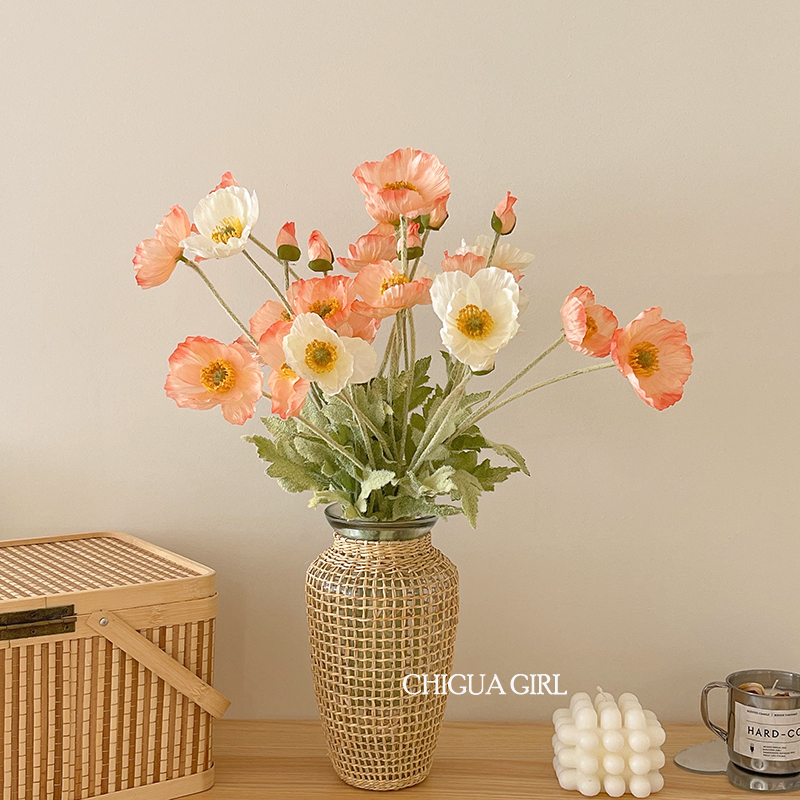 ins冰岛虞美人仿真花假花高档绢花客厅花卉装饰花束摆件拍照道具