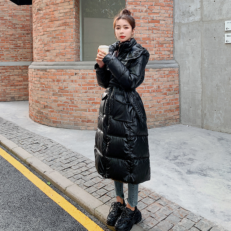 新款过膝长款免洗长款修身腰带连帽可脱卸保暖显瘦中长款冬季外套