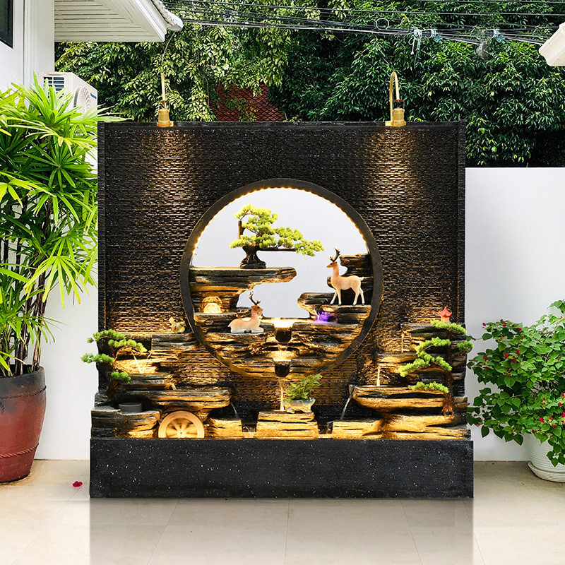 假山流水喷泉摆件花园庭院鱼池公司会所水幕墙屏风露台造景观装饰
