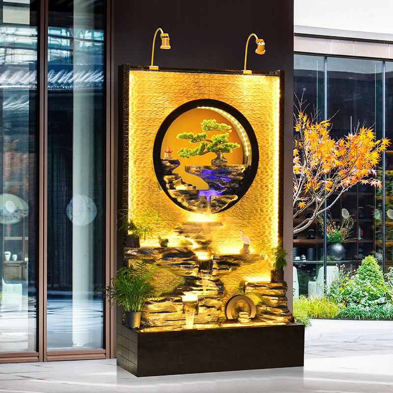 水幕墙假山流水摆件公司会所前台流水屏风室内阳台鱼池造景观装饰