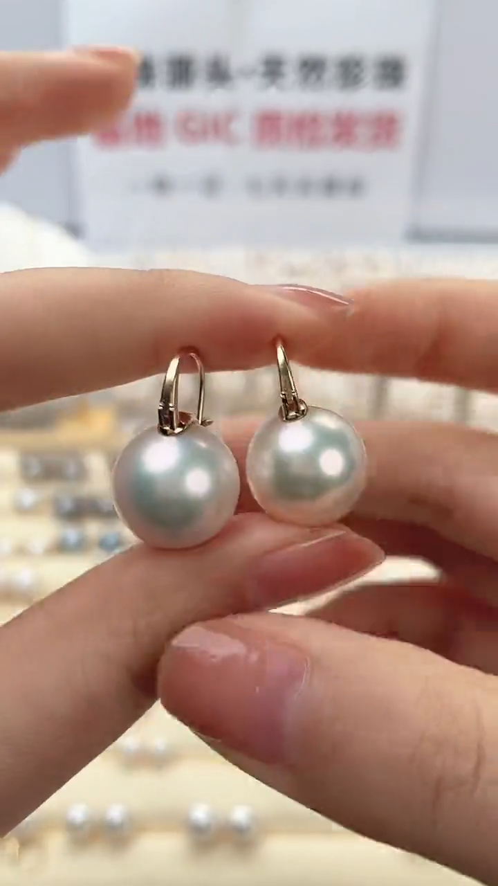 【闪购商品】淡水珍珠耳饰18K金镶嵌13-14