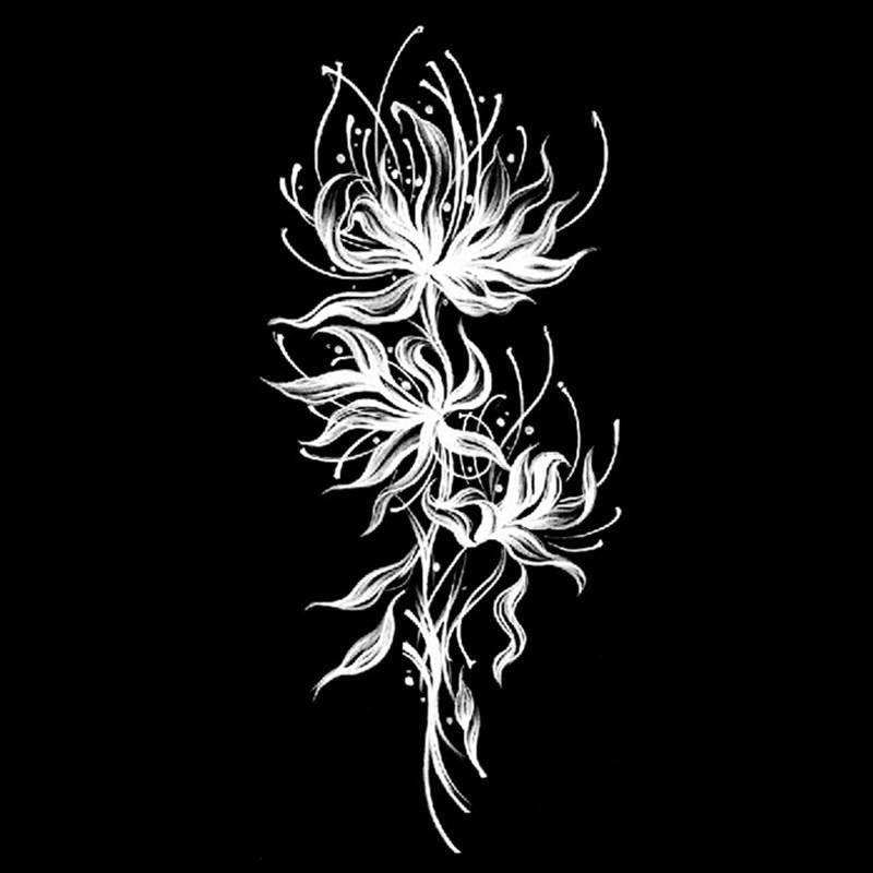 彼岸花草本纹身贴女防水持久不反光果汁手臂腿部遮瑕仿真贴纸