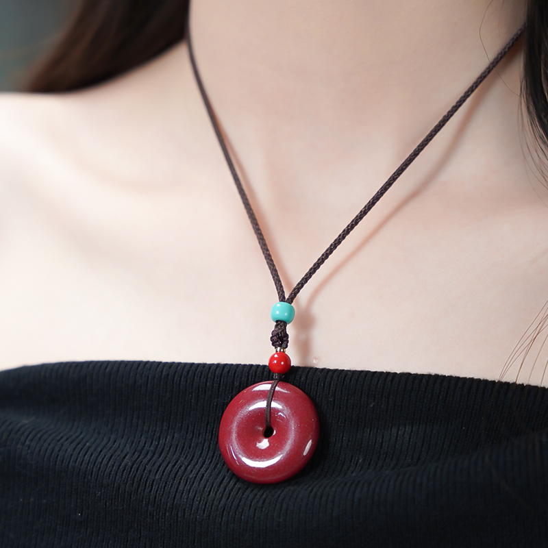 敕炼 含辰砂工艺品高含紫金砂平安扣