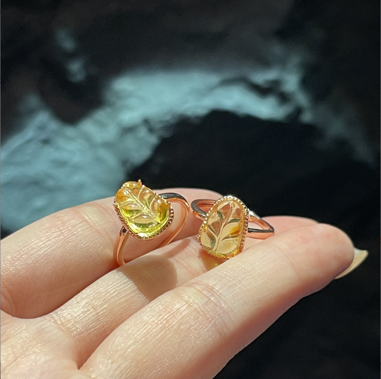 合金玻璃戒指  YS8980 盲盒戒指黄色HP叶子戒指