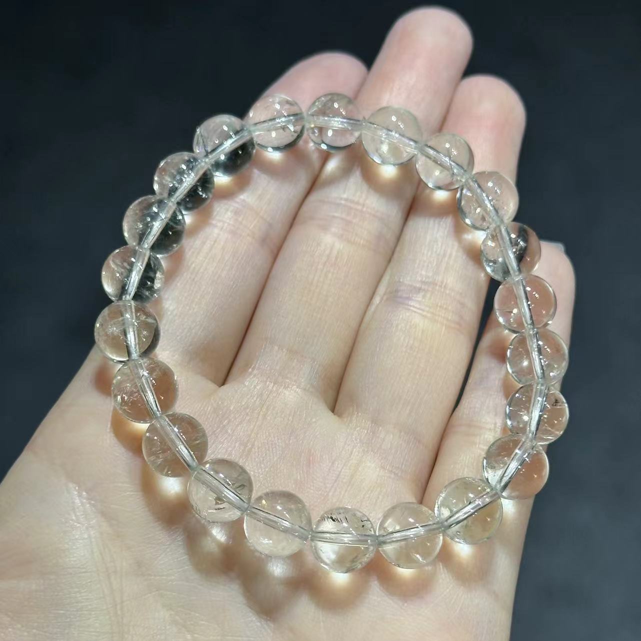 非金属玻璃手链 zz9098 绿色白色SJ圆珠单圈手链