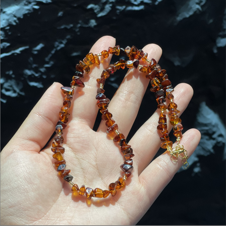 合金玻璃项链 YS2032 黄色随型 项链