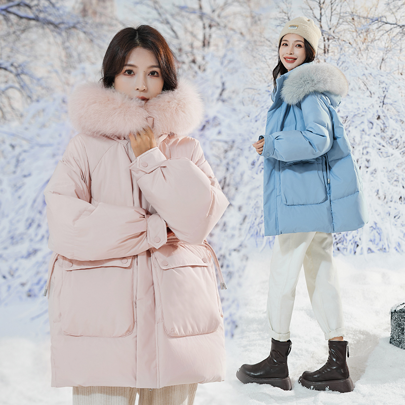 【冰雪如故】冬季新款胖mm女装大码羽绒服宽松显瘦短款白鸭绒2311