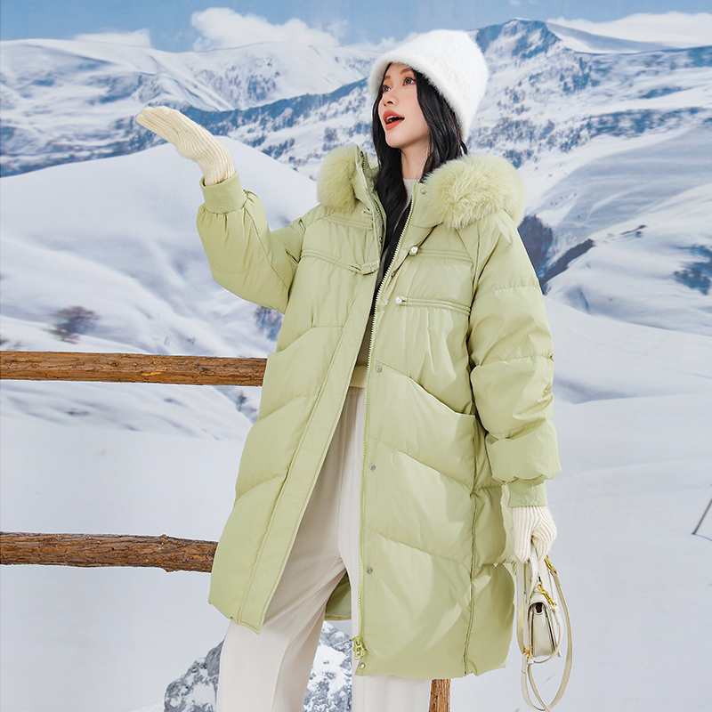 【冰雪如故】冬季新款大码胖mm280斤宽松保暖中长款大码羽绒服2442