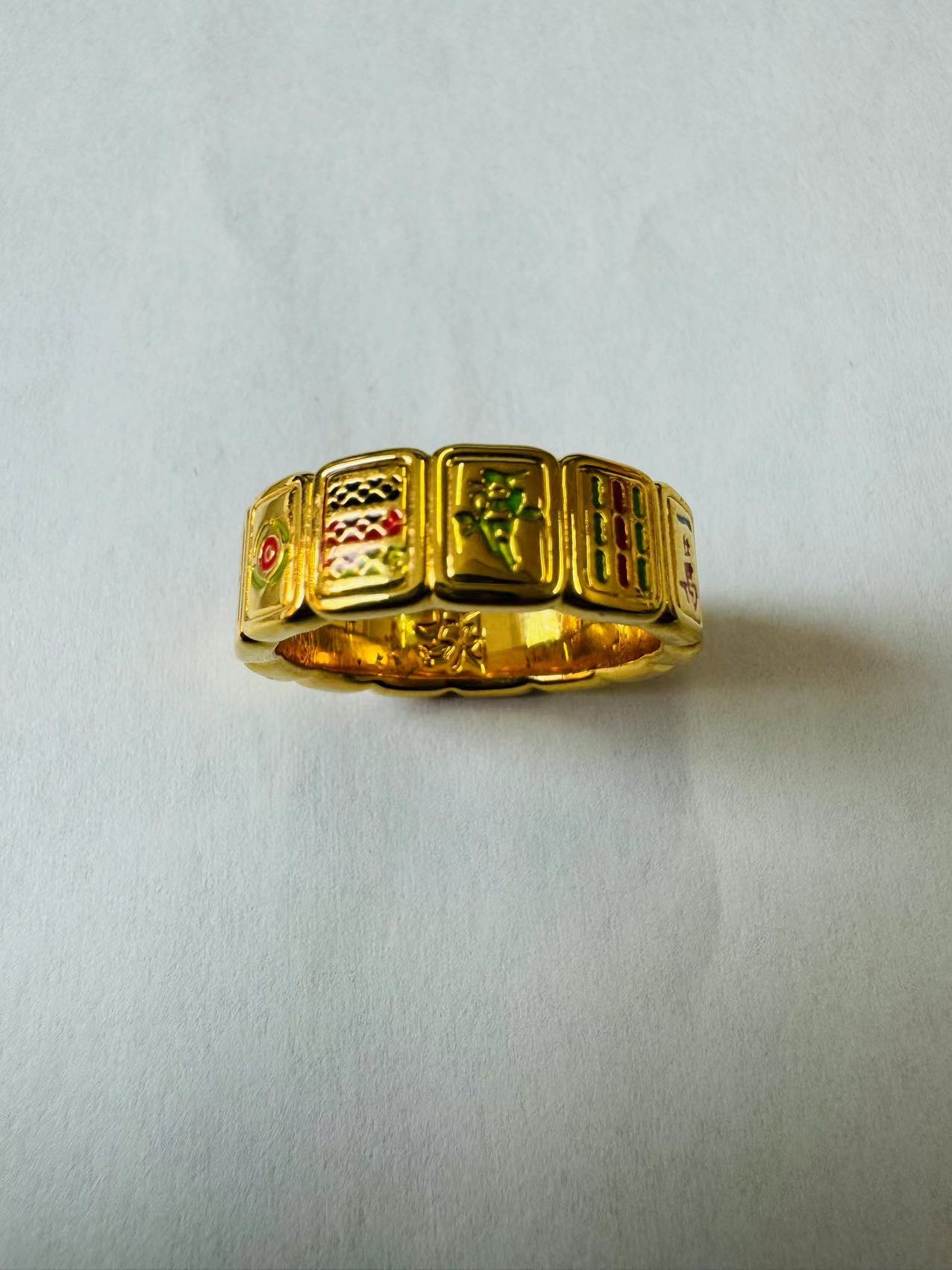 【颜总特价专属】足金999宽版麻将戒指时尚情侣经典精美AR818