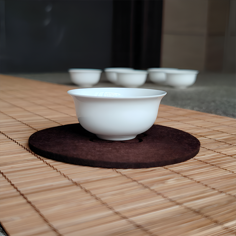 潮州骨瓷超薄胎功夫茶具纯白中式品茗杯--满水25CC杯子