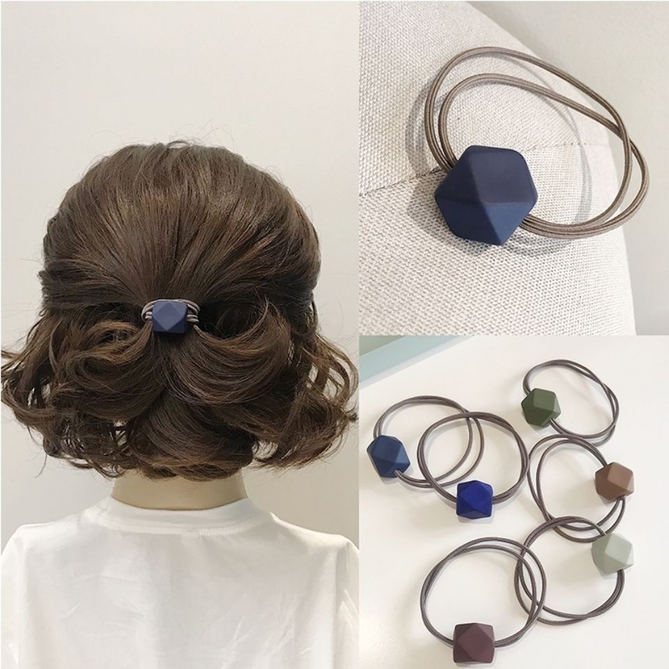 韩国气质简约莫兰迪色八角冷淡风发圈复古磨砂ins风发绳皮筋头绳