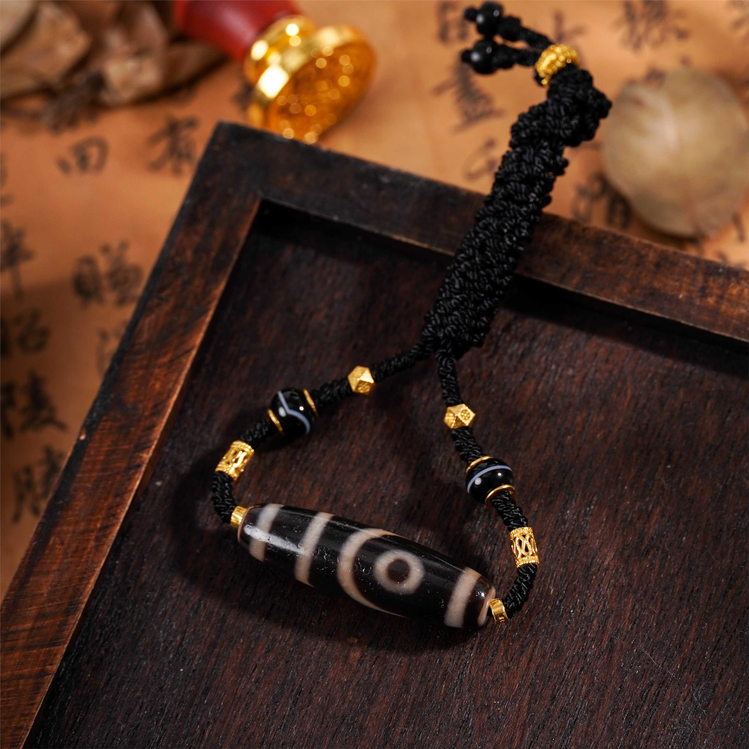 藏传玛瑙黑白二眼珠珠药师吊坠挂饰项链O5SAA11-2