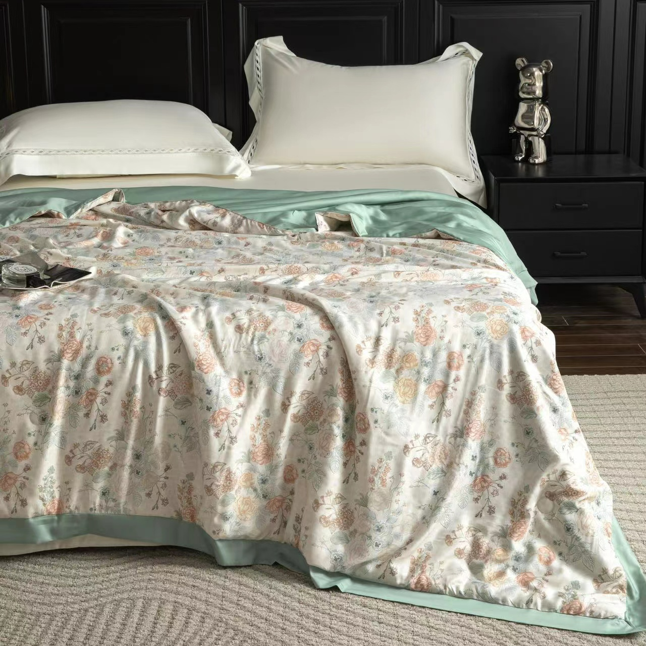 【雅赞居家布艺旗舰店店】甄选轻奢薄款印花丝滑蚕丝被双面可机洗  