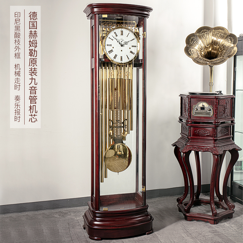 HENSE/汉时汉时印尼黑酸枝落地钟德国进口机芯别墅机械座钟HG915