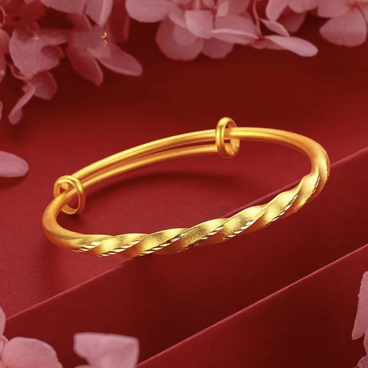 铜合金手镯 【饰事顺意】新中式精美女款时尚扭转乾坤百搭推拉手镯