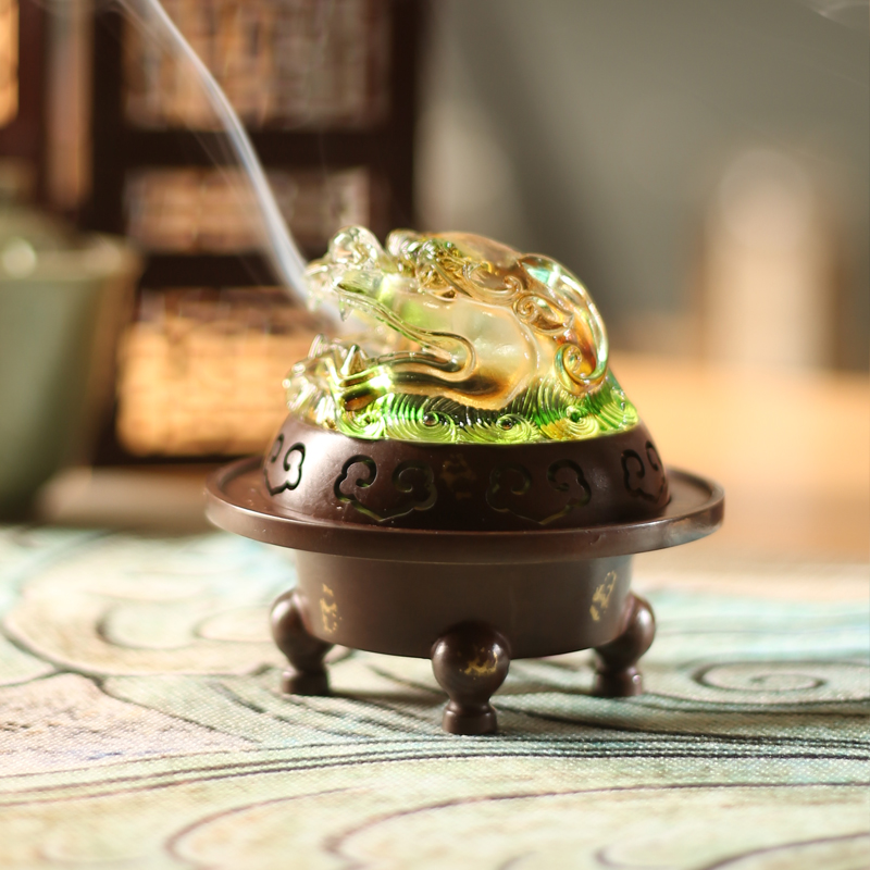 【郑师傅】琉璃狻猊炉香炉香薰家用沉香摆件禅意铜炉香炉熏香室内