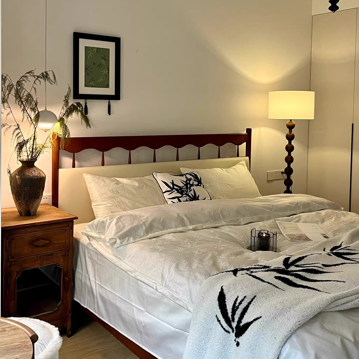 双12美式双人床全实木床复古温莎床奶油风主卧软包床现代简约家具