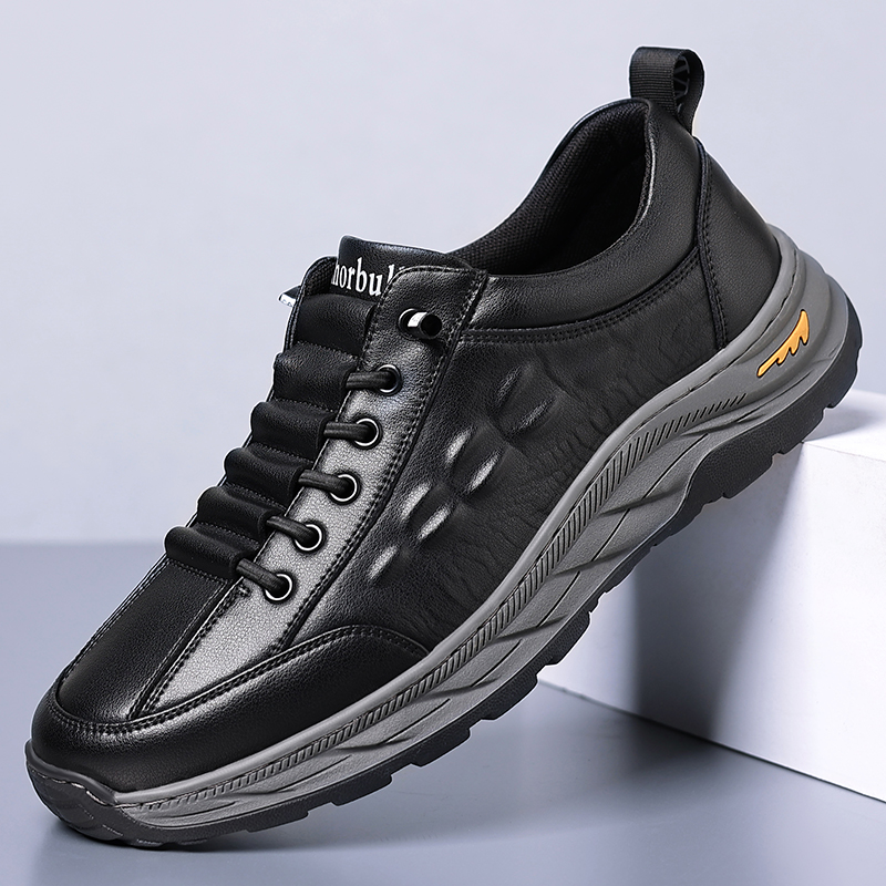 【专利产品】秋季新款真皮牛皮百搭软面厚底防滑耐磨户外休闲男皮鞋
