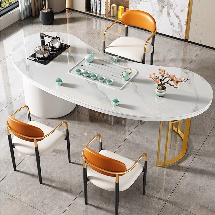 轻奢岩板茶桌台简约现代办公室茶桌家用客厅阳台自动烧水茶台茶桌