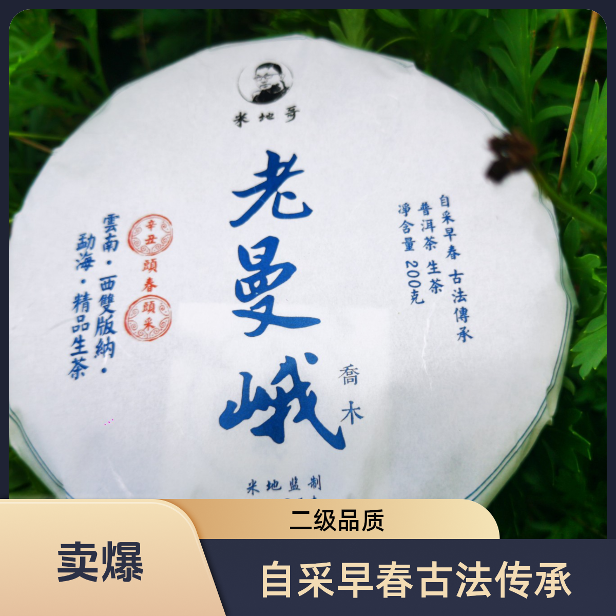     老曼峨 2021年 春茶 大树 生茶 200克 古法制茶花果香