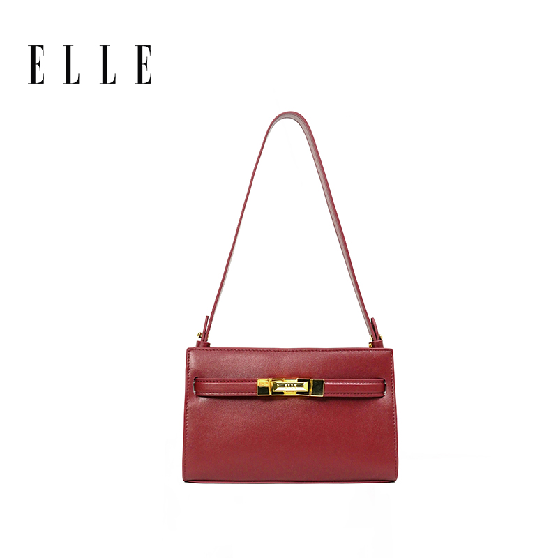 ELLE24新款【提拉米苏】横版斜挎包双拼牛皮百搭时髦洋气24564